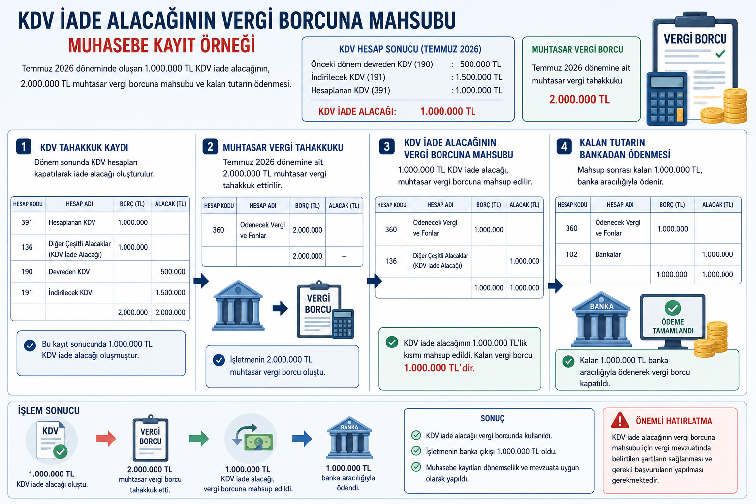 KDV İade Alacağı Vergi Borcuna Nasıl Mahsup Edilir? Muhasebe Kaydı